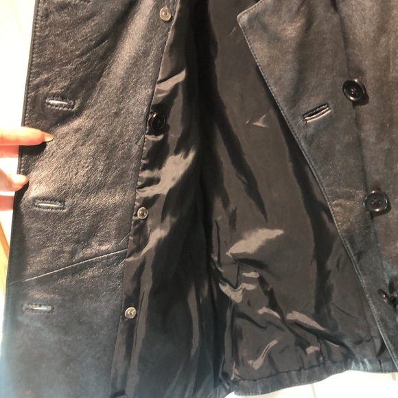 INC international Concepts black leather military style double breast jacket M - Picture 6 of 8